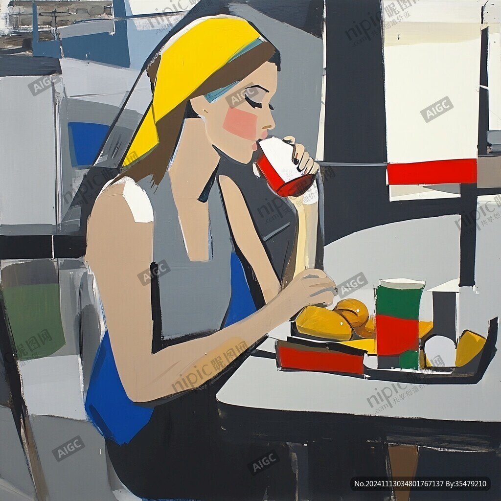 吃西餐插画