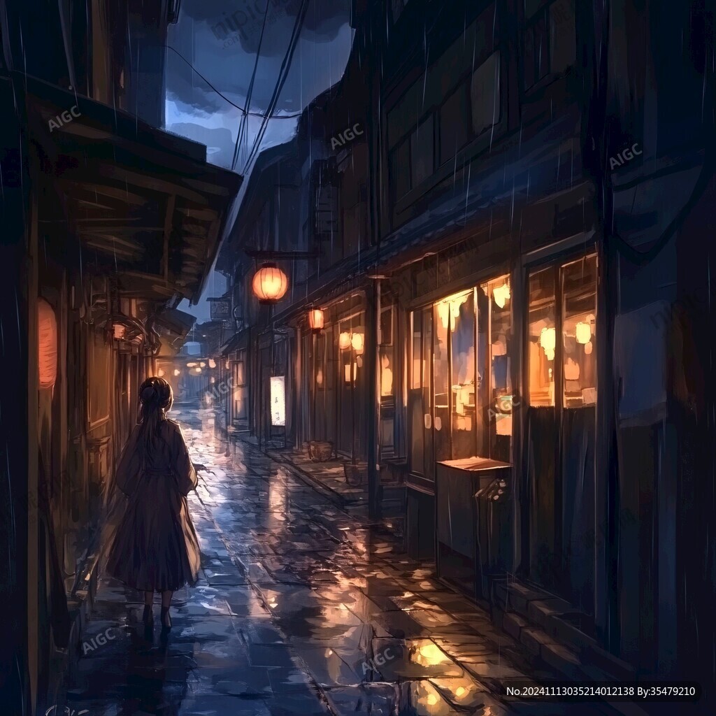 雨巷插画