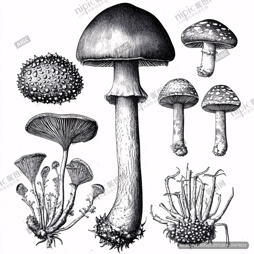 青杠菌插画