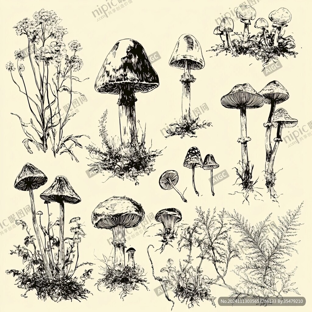 蘑菇线稿