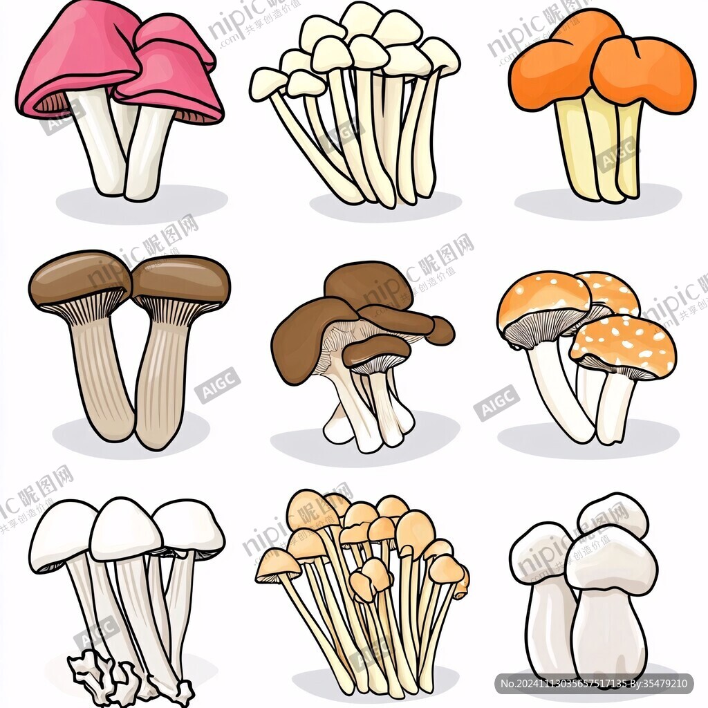 各种蘑菇插画