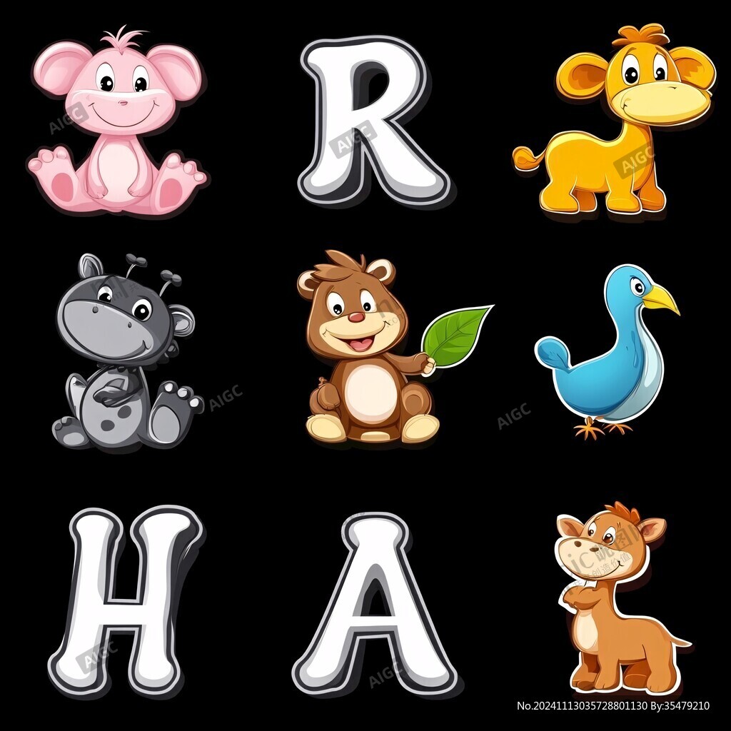 卡通动物字母