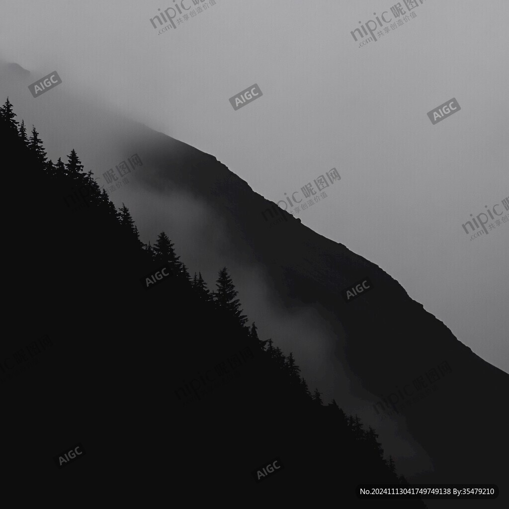 黑白意境山