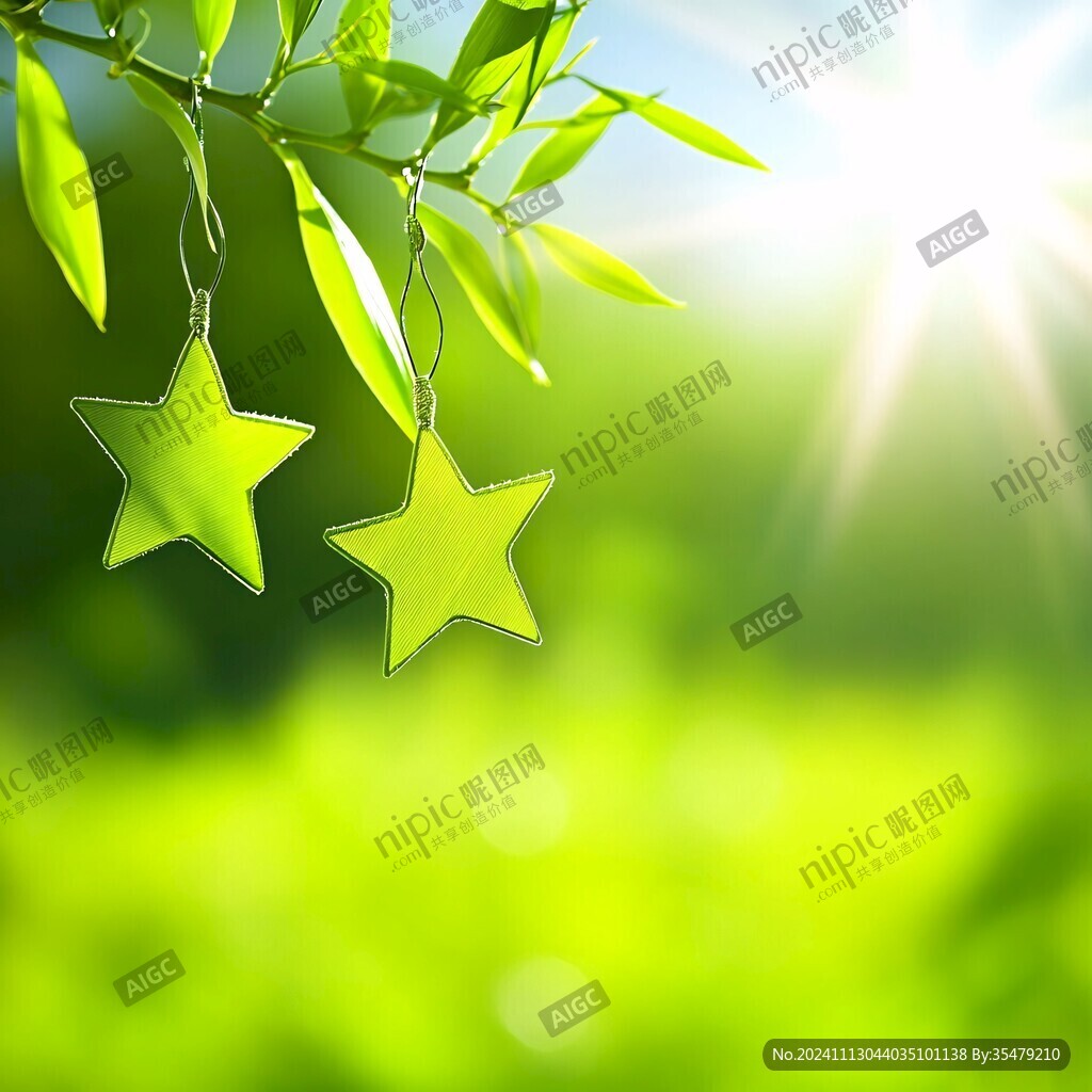 绿色唯美星光背景