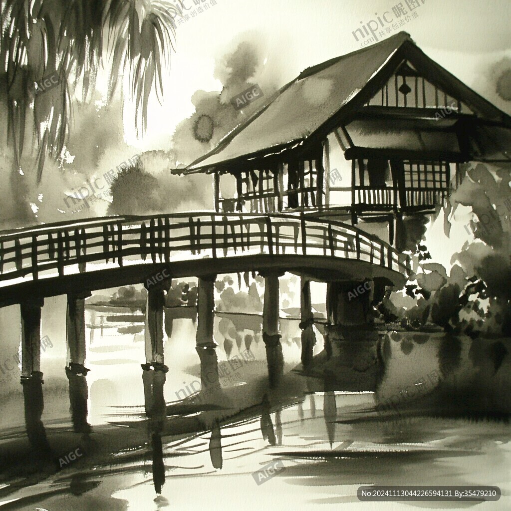 古桥插画