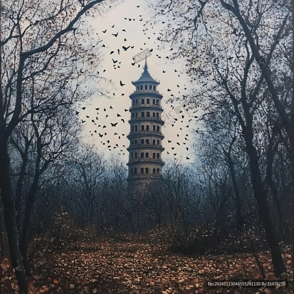飞英塔插画