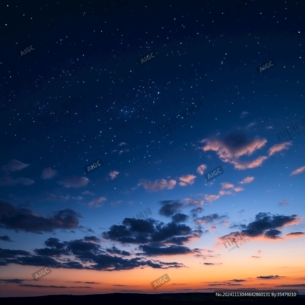 夜晚云彩星星
