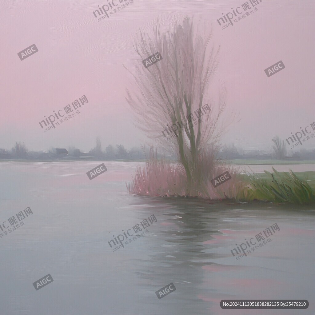 粉色水的奇幻超现实景观