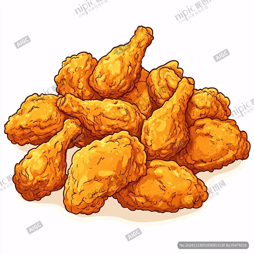 手绘炸鸡块素材