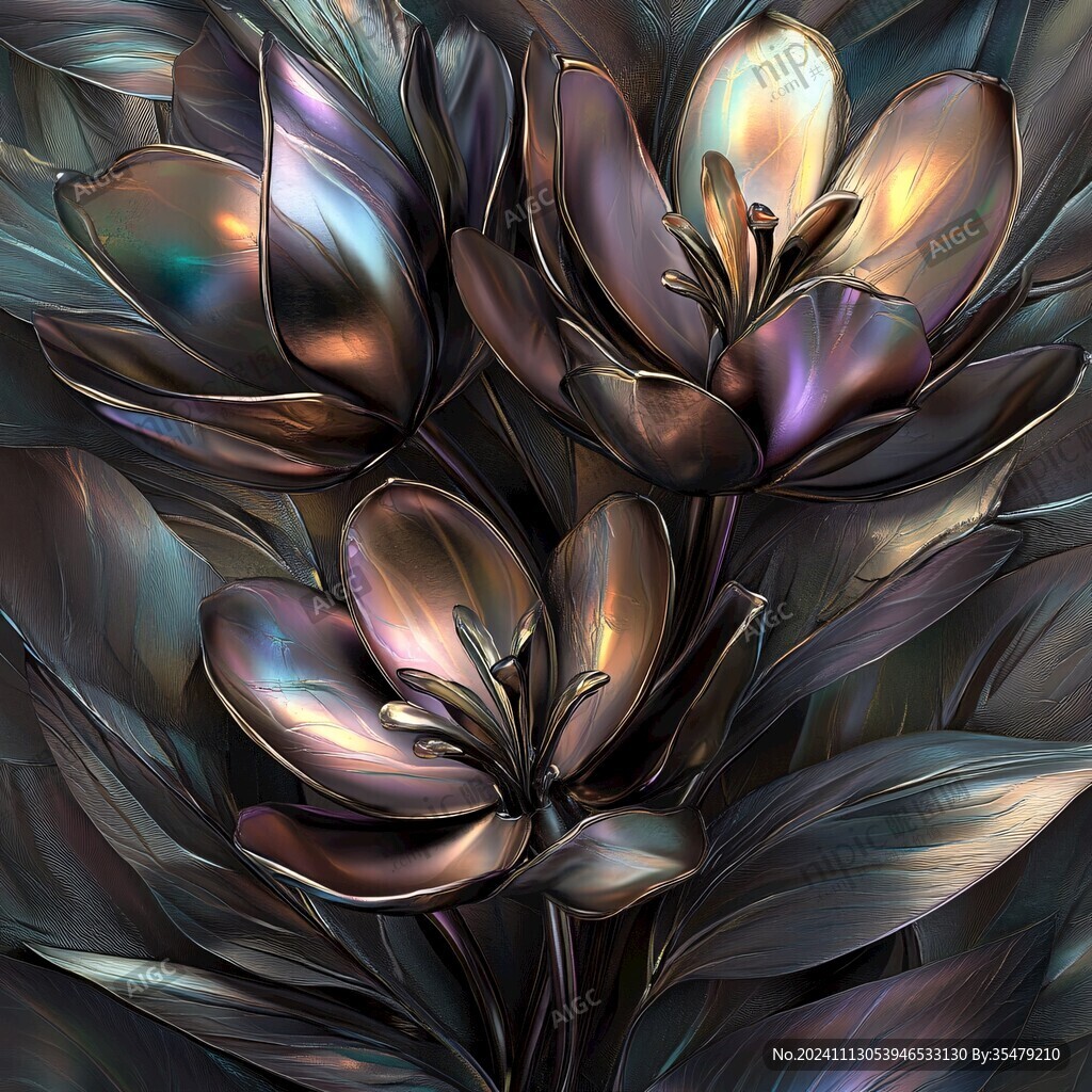 3d浮雕缤纷花卉