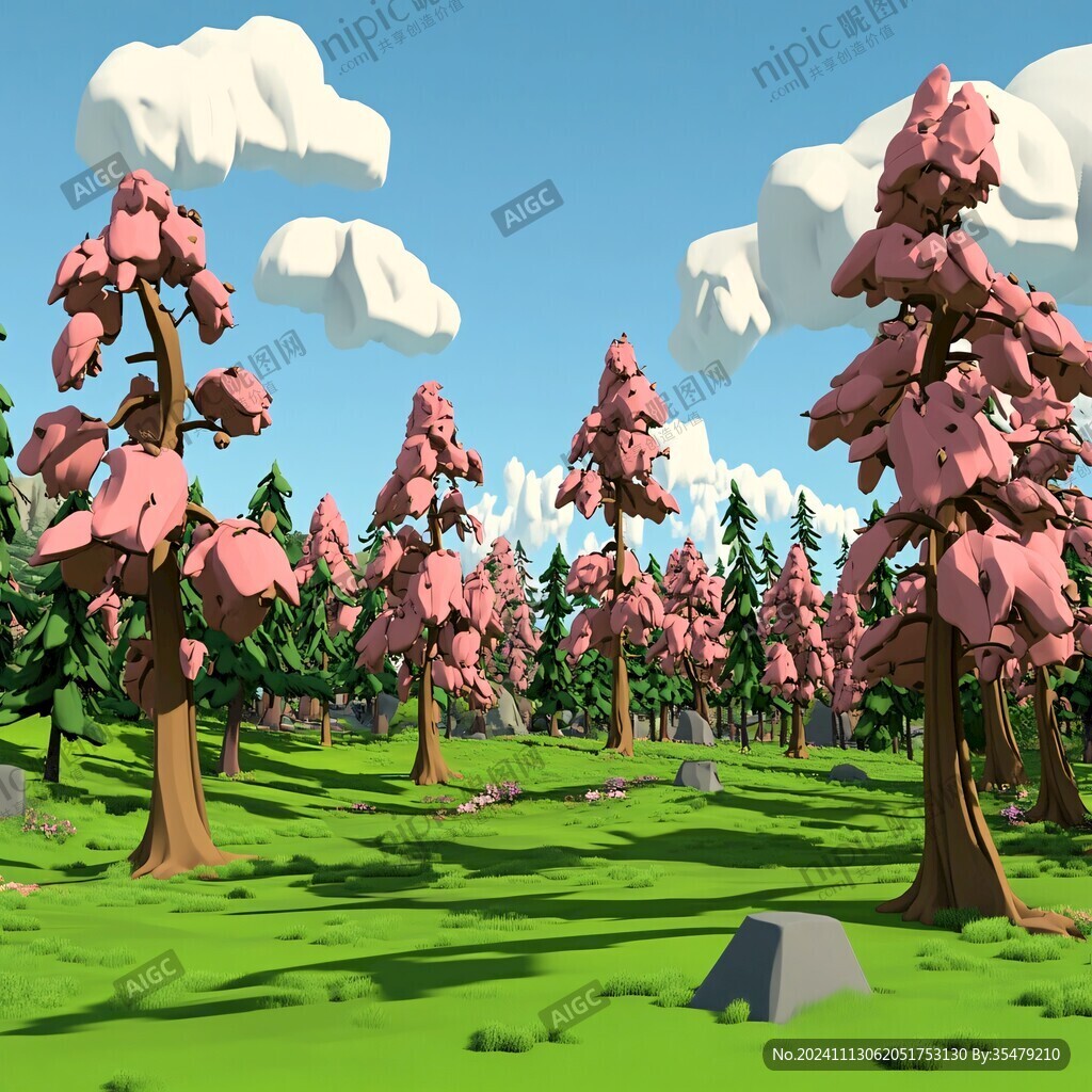 粉红色的3d风景