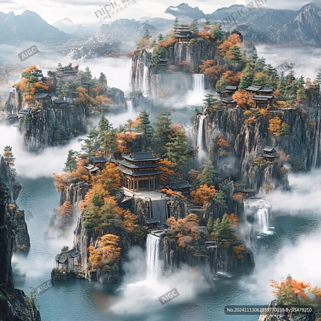 山水楼阁雅致意境风