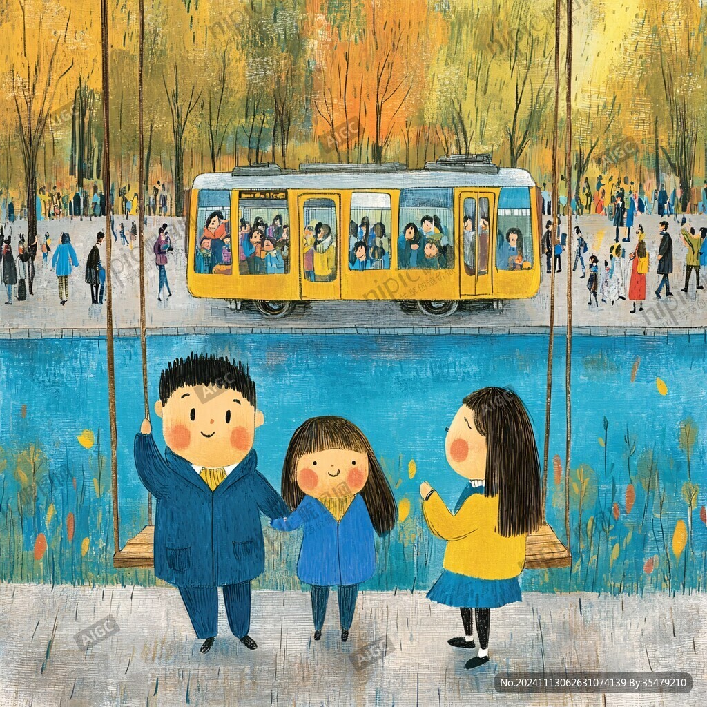 马路散步赏学插画