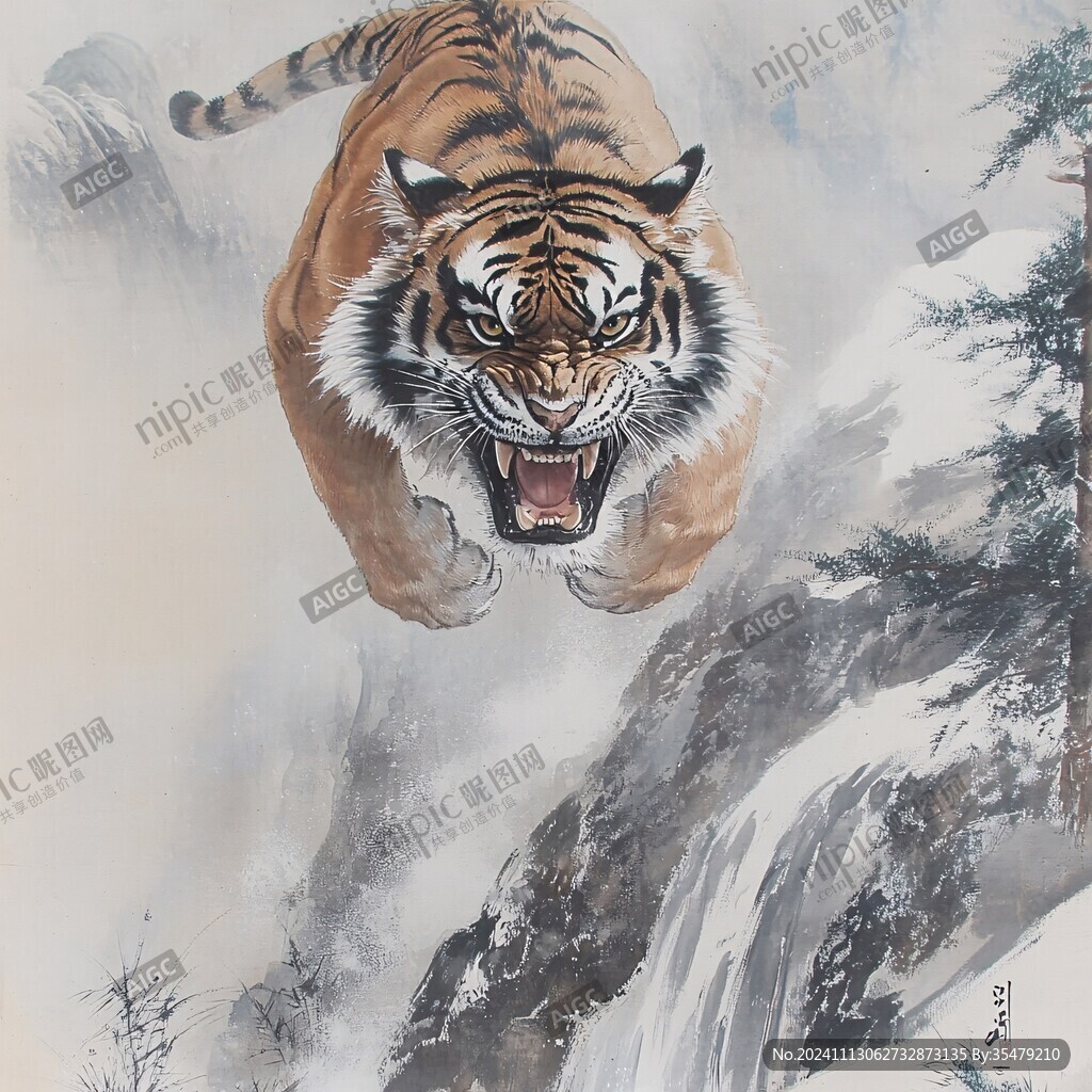 猛虎下山工艺画