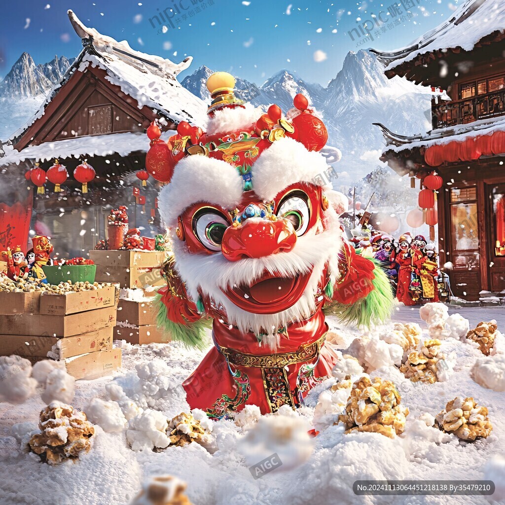 年兽过年喜庆舞狮