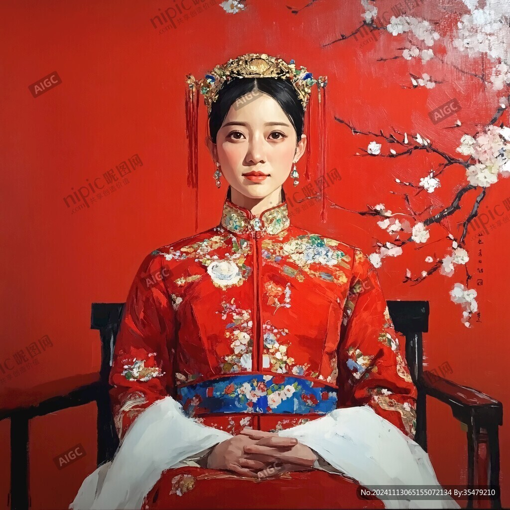 蜡像新娘凤冠霞帔