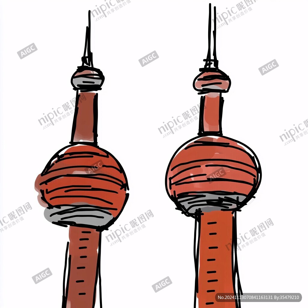 东方明珠电视塔插画