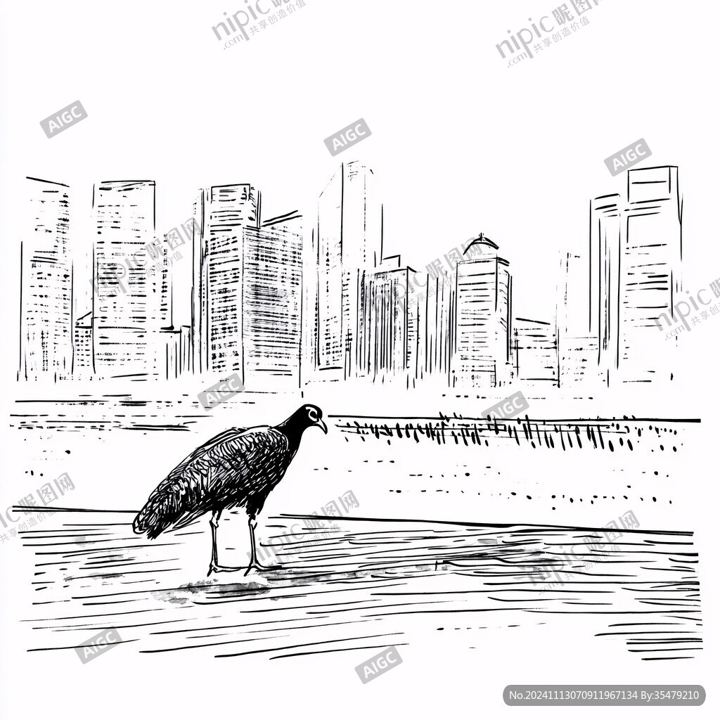 纽约市线描手绘禅意
