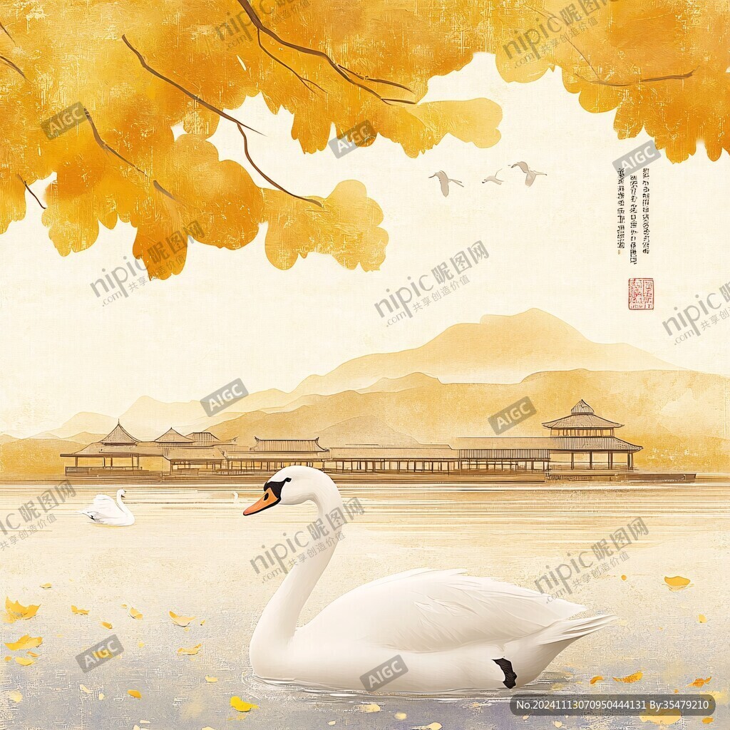 皇宫银杏插画