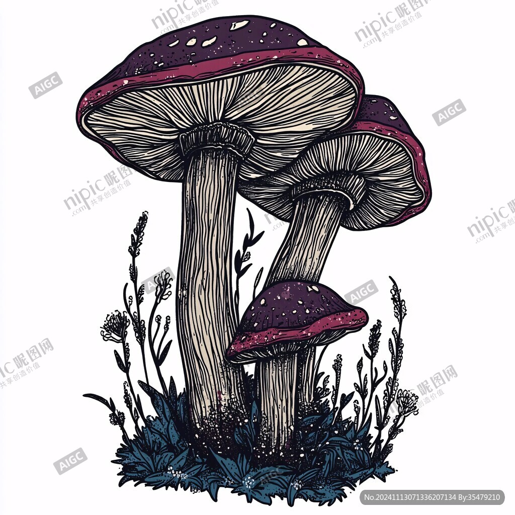 红菇插画手绘