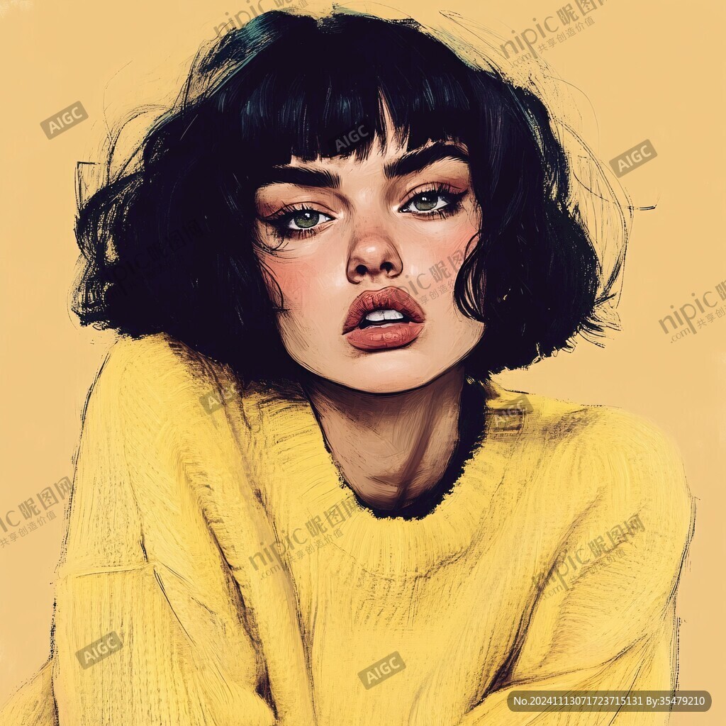 高级感女插画