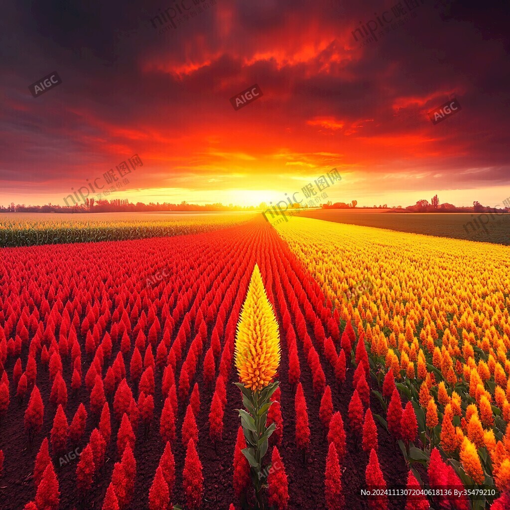 唯美夕阳花海