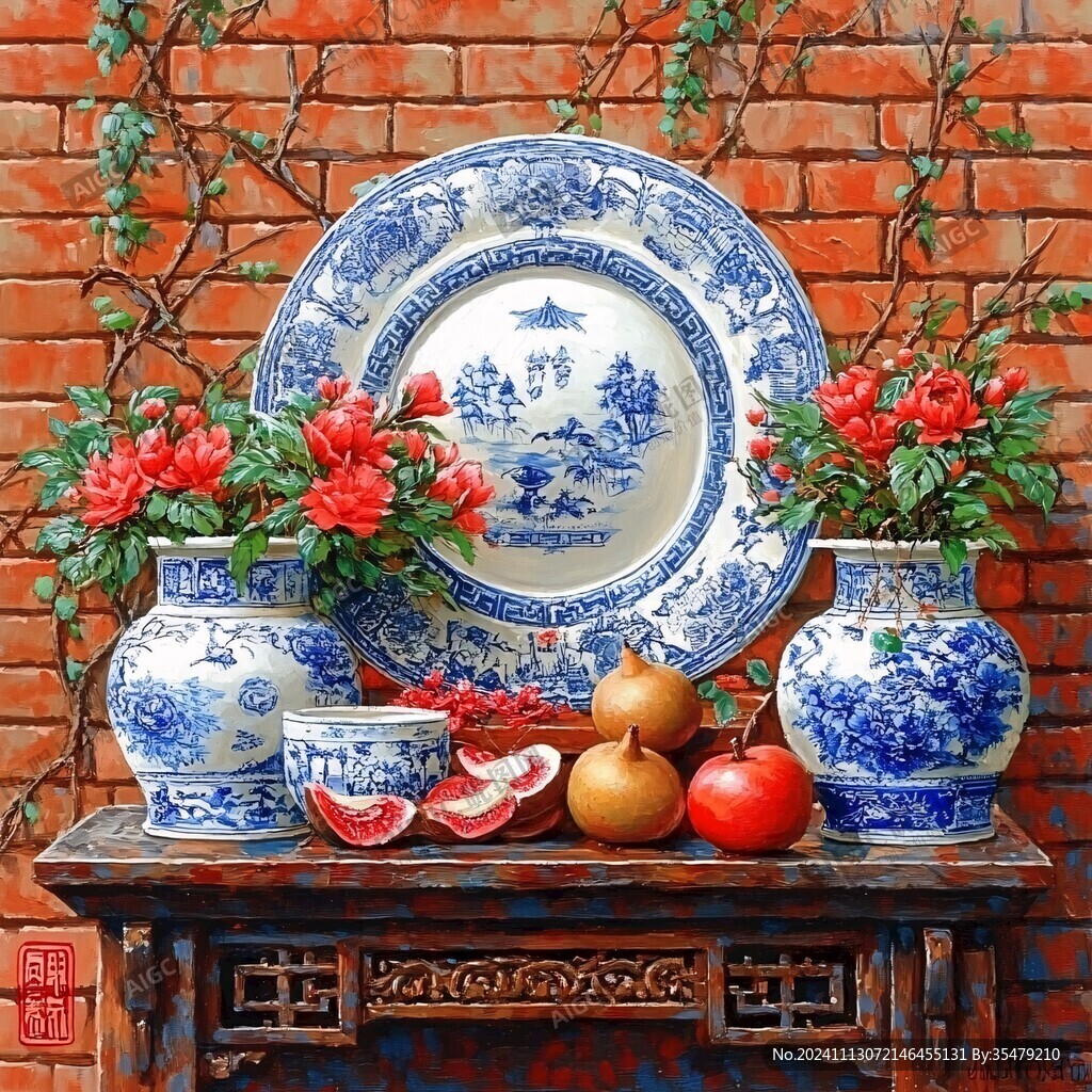 青花瓷桌面