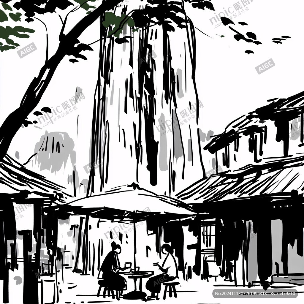 宽窄巷子手绘插画