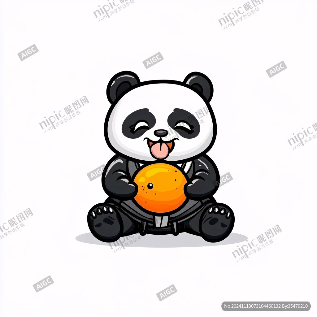 熊猫抱菠萝图案