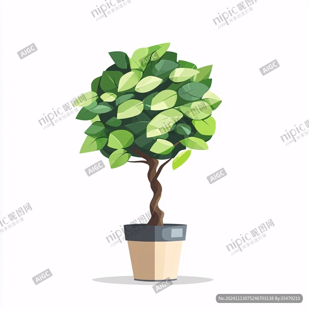 绿色盆栽插画元素