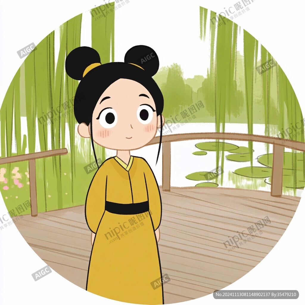 西梅卡通汉服女孩