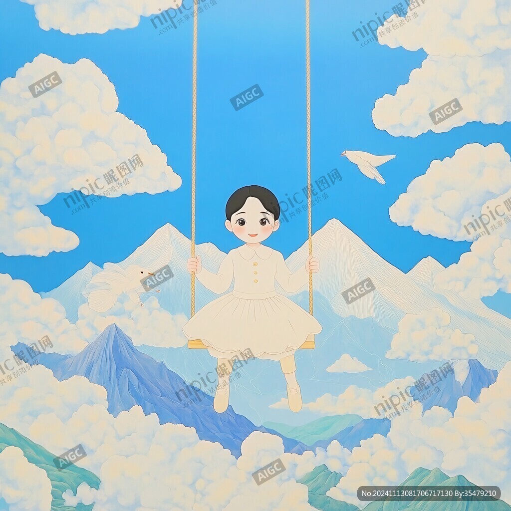 许愿女孩插画