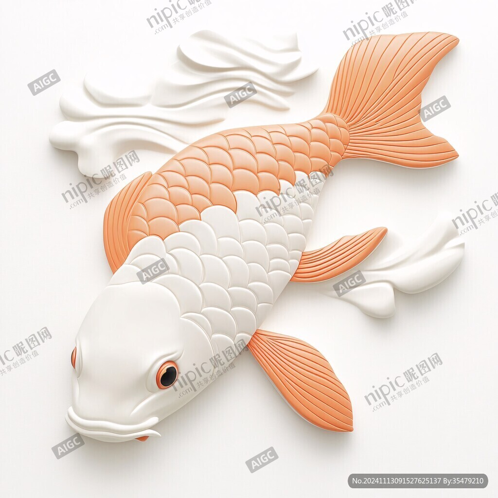 3d浮雕金鱼鲤鱼