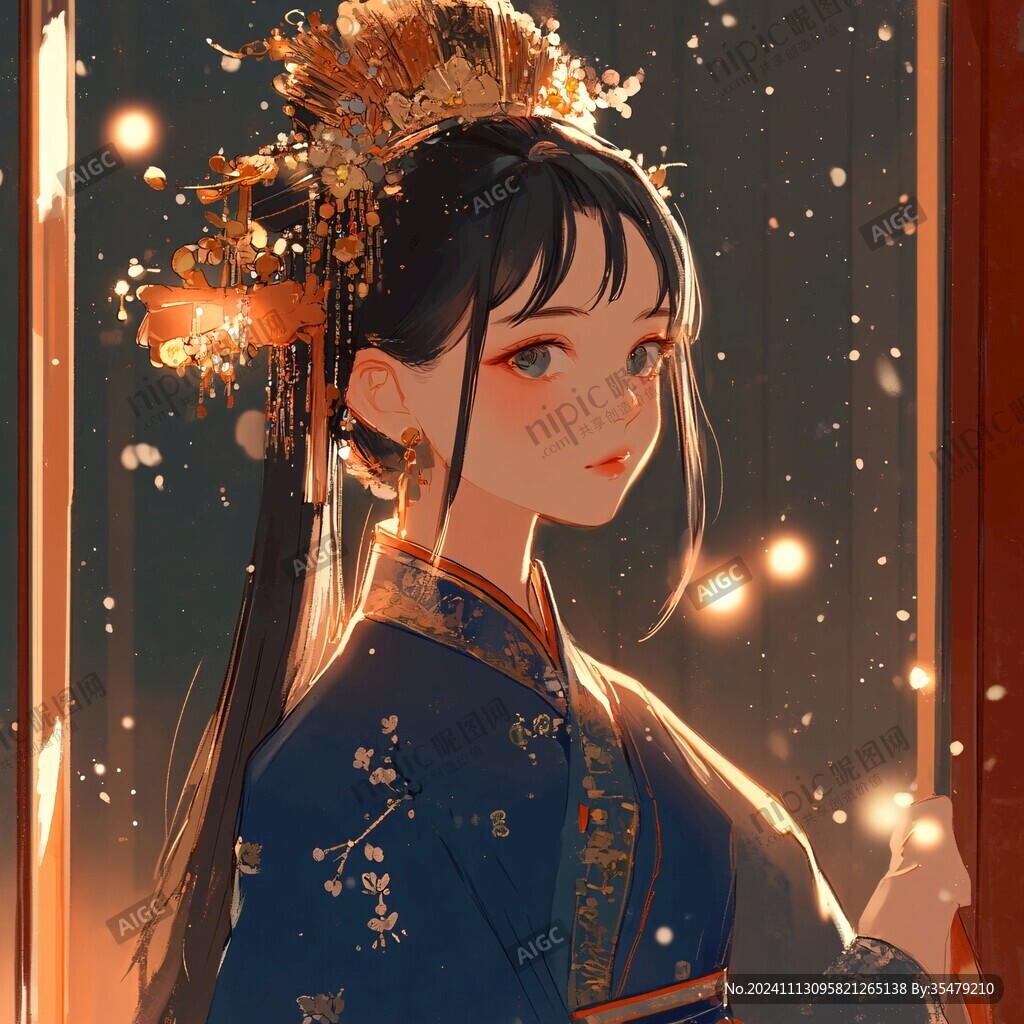 古风美女头像插画封面