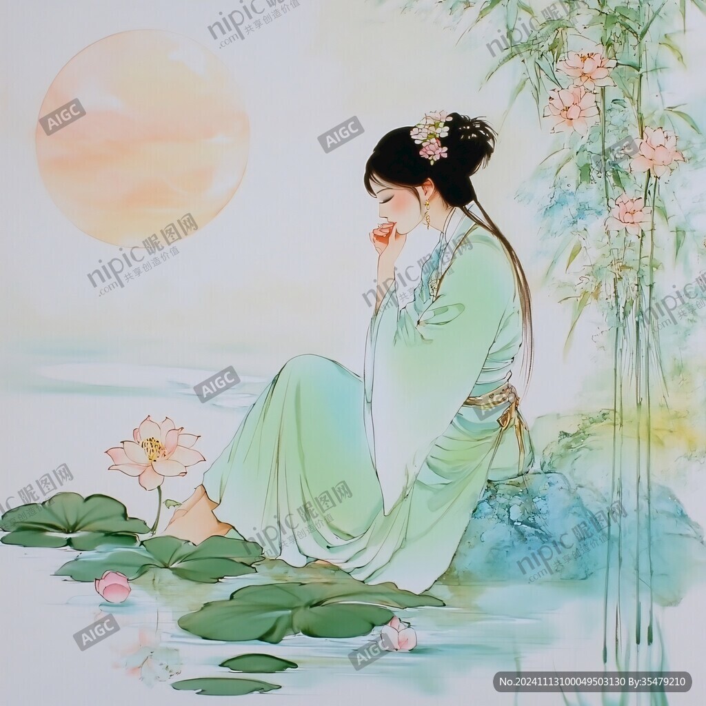 美女图玻璃画