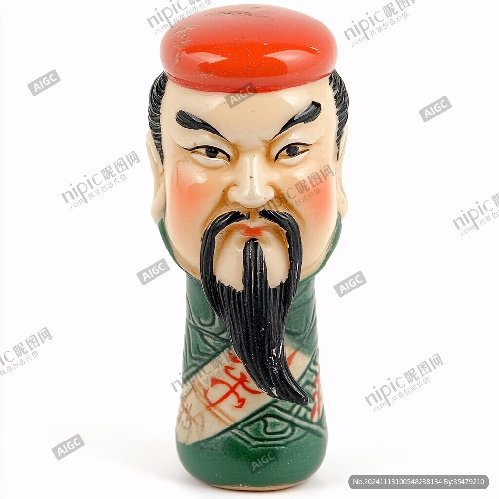 彩绘泥塑男侍头