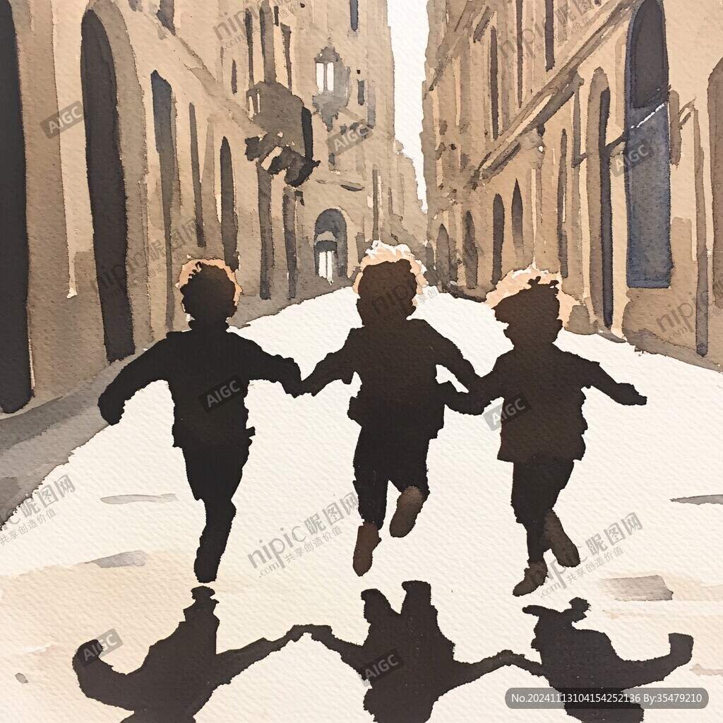 儿童奔跑插画