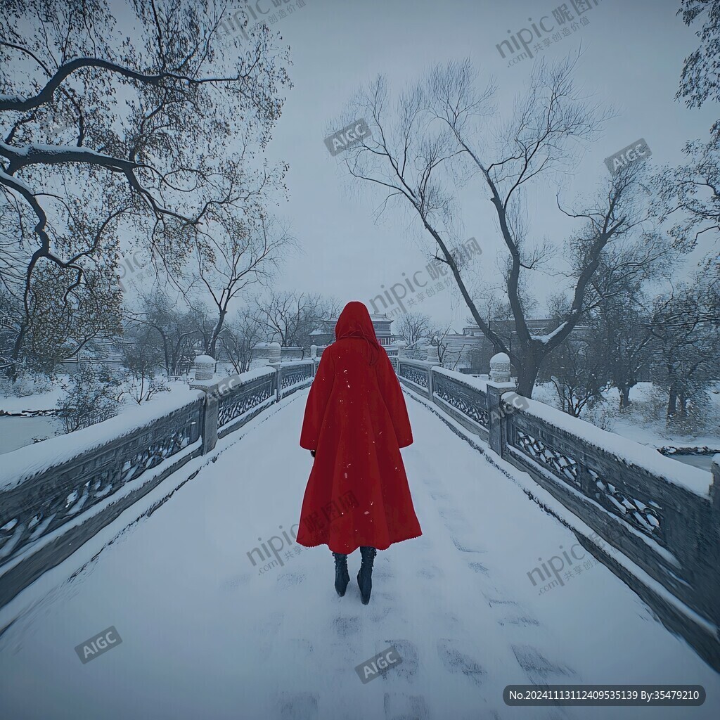 雪中背影