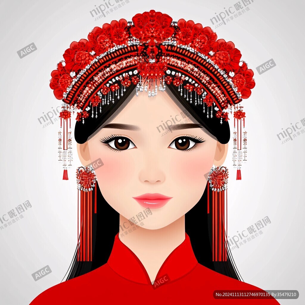 中式新娘插画