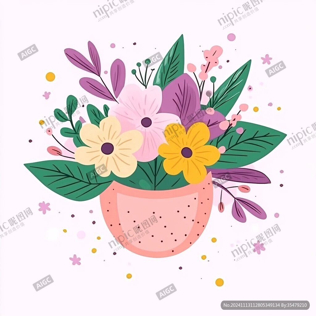 扁平风花束