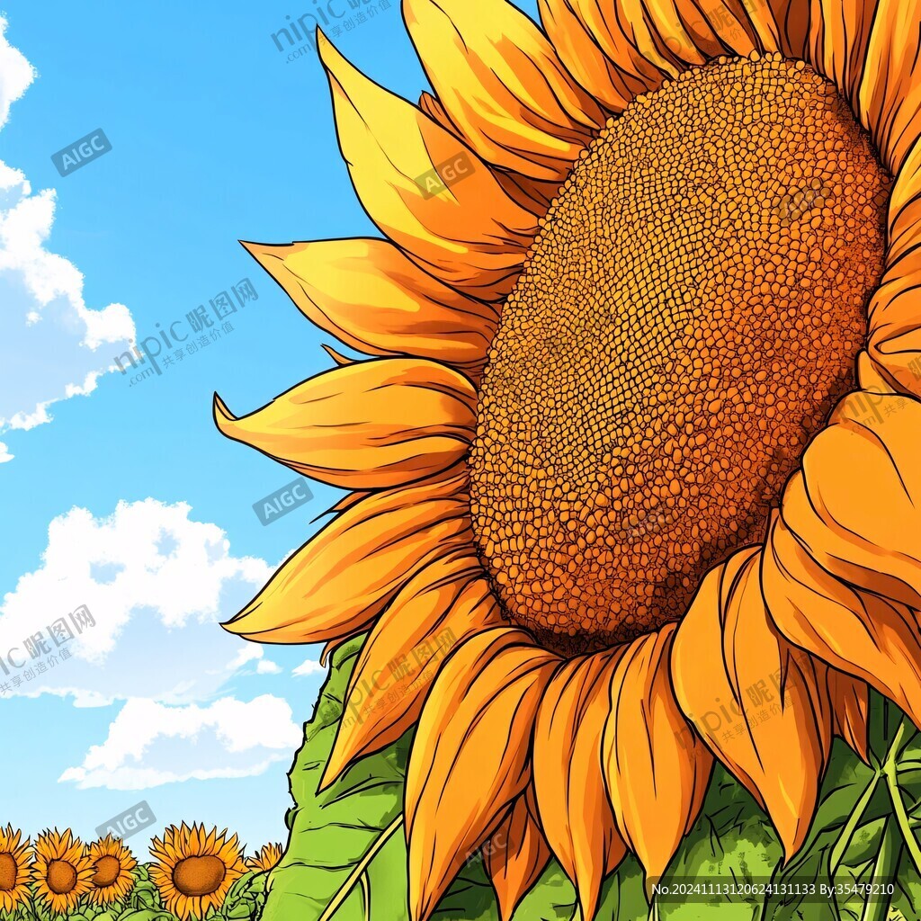 高清手绘太阳花向日葵