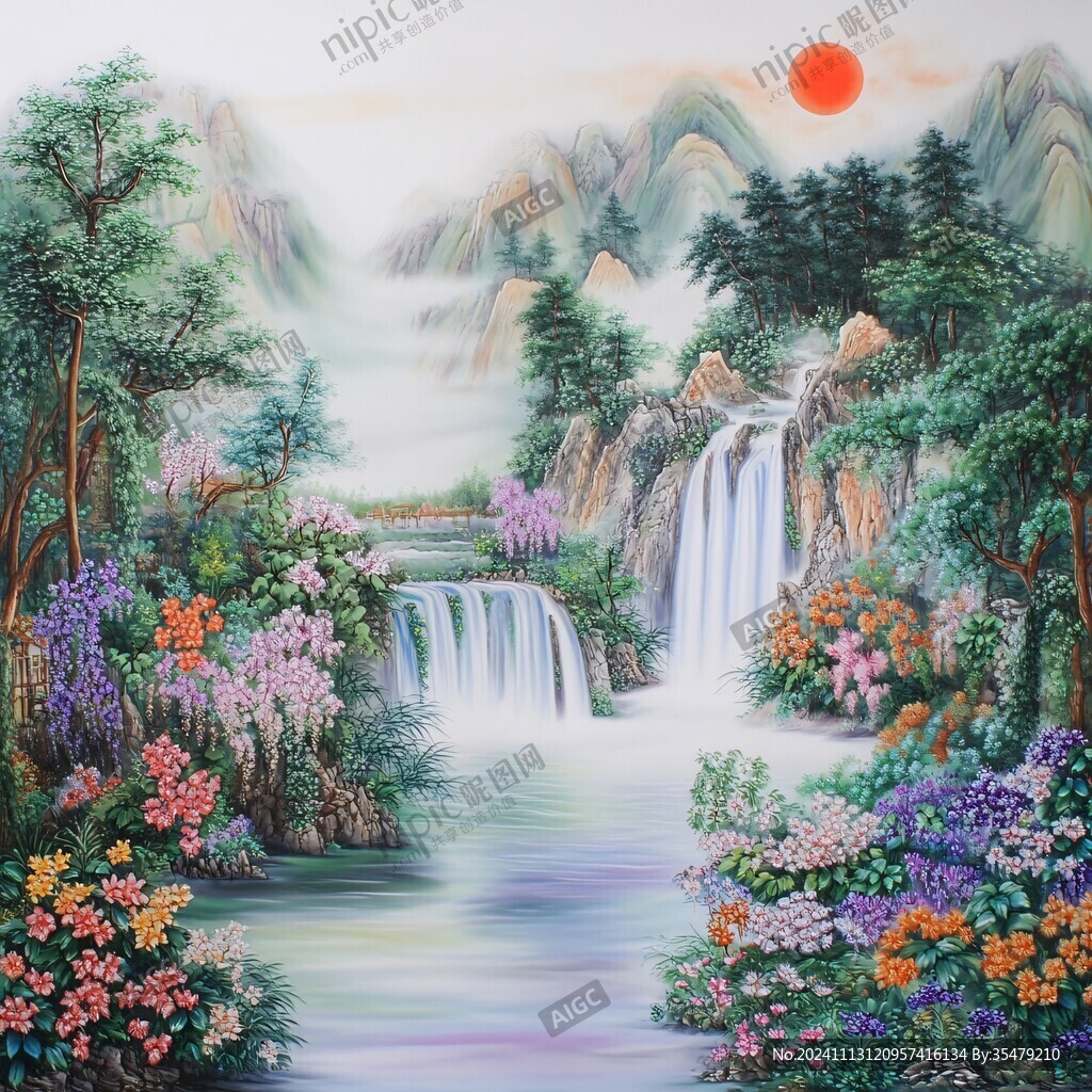 流水生财风景画
