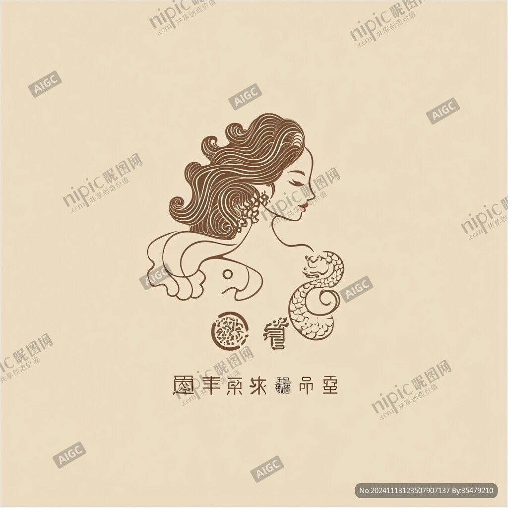 复古风美女logo