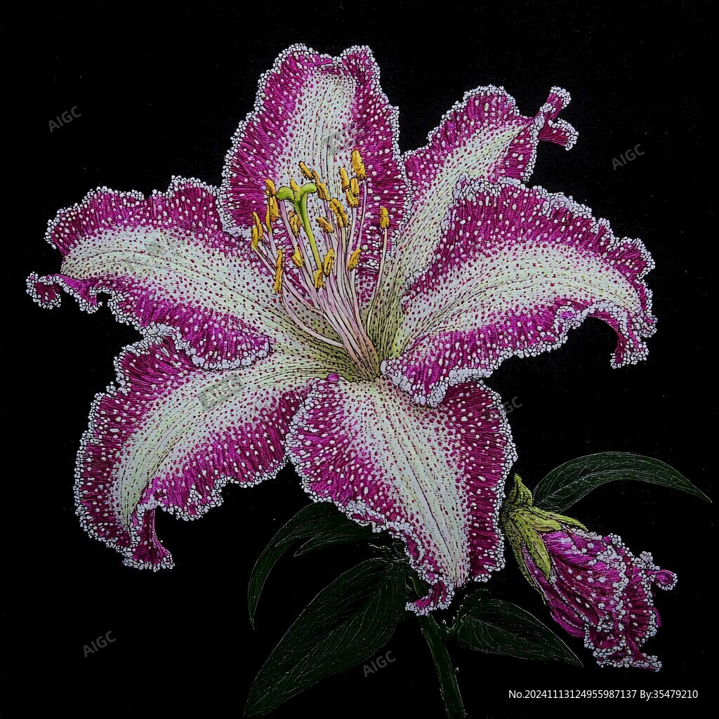 黑底百合花