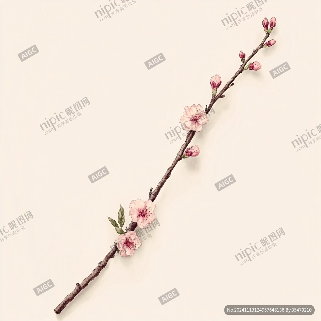 一枝桃花素材