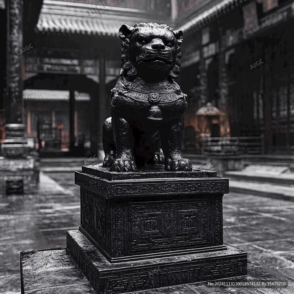 铜狮子雪景
