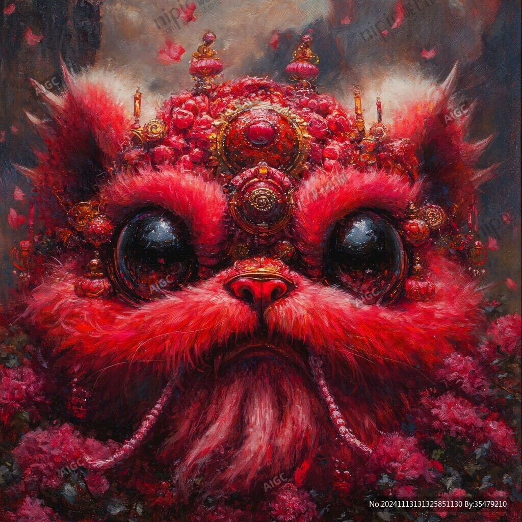 醒狮油画
