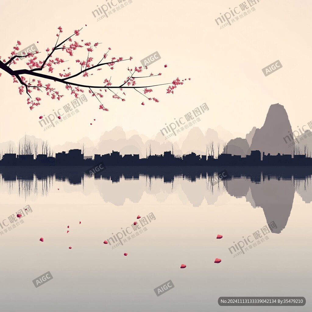 广西插画广西水墨山水