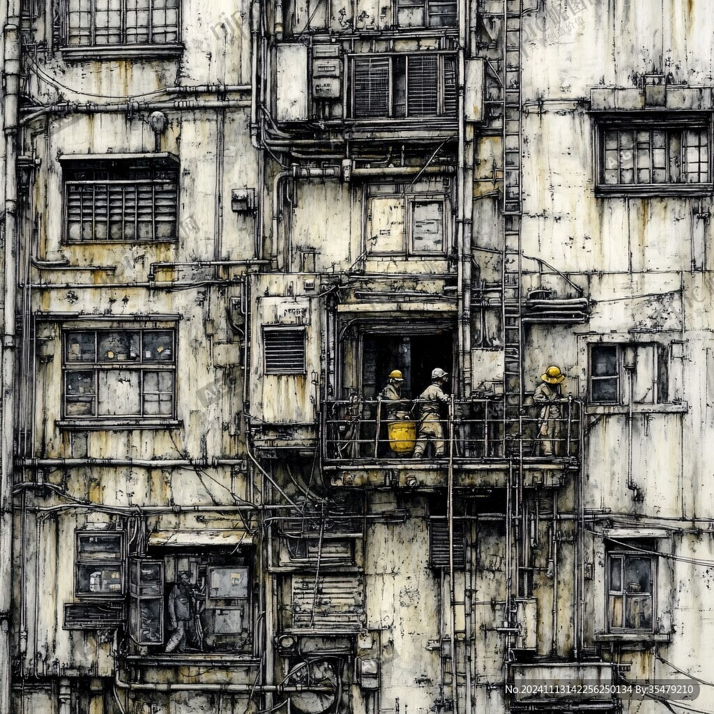锈迹斑斑的楼房