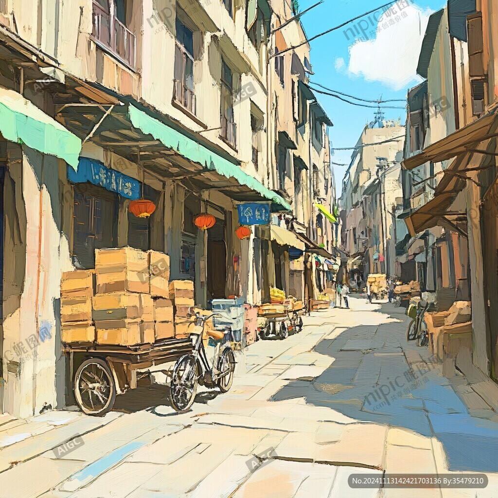 老街插画